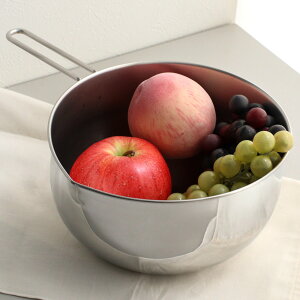 工房アイザワ 手付ボール 口付 20cm ( aizawa ボウル 取っ手付き ボール 深型 ステンレス メジャーボール 日本製 ステンレスボウル ハンドル付き 注ぎ口付き メモリ付き 調理用ボウル 直火OK 湯