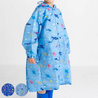 レインコート マリンライフ 100～130cm （ キッズ 小学生 リュック対応 カッパ 雨具 レインウェア ランド…