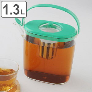 冷水筒 冷茶ポット らくっ茶 1.3L 茶漉し付き ( 麦茶ポット 冷水ポット ピッチャー 熱湯対応 お茶ポット キッチン用品 キッチン雑貨 耐熱 ) 【39ショップ】