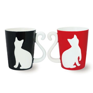 マグカップ 300ml ツインマグ リペル ペア ( 電子レンジ対応 食洗機対応 磁器 マグ コップ マグコップ 猫 ネコ ねこ ペアマグ ペアセット ペアコップ かわいい )【39ショップ】
