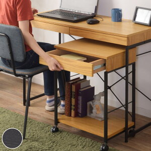 デスクワゴン 幅45cm キャスター付き 引き出し付き 収納 サイドテーブル 天然木 テーブル ( 送料無料 机 つくえ コーヒーテーブル サイドワゴン キャスター 引き出し 収納付き リビング ダイ