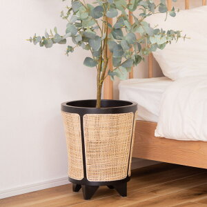 プランターカバー 直径32×高さ38cm 8号用 ( 植木鉢カバー ポットカバー 鉢入れ 鉢カバー 鉢植え かご 8号鉢用 木製 丸 バスケット ラウンド 天然木 ラタン 植物 観葉植物 脚付き 小物入れ 室内