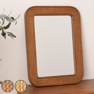 ウォールミラー ラタン 幅45×高さ60cm カゴメ編み ( 籐 ミラー 鏡 立掛け 壁掛け ナチュラル アジアン 韓国 インテリア )【39ショップ】