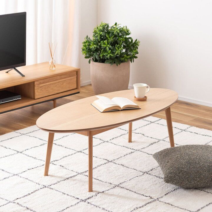 楽天市場】リビングテーブル オーバル型 幅120cm 高さ38cm （ オーク 
