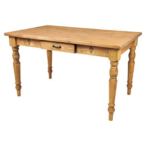 ダイニングテーブル 食卓 天然木 オイル仕上 引出し付 フォレ 幅120cm ( テーブル 机 リビングテーブル 木製 引出付 引き出し付き 木目 ナチュラル カントリー調 重厚感 天然木製 ダイニング