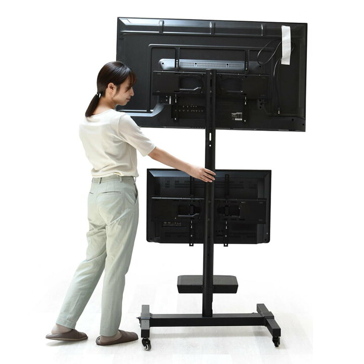 楽天市場】テレビスタンド 65型対応 キャスター付き 高さ調節 2画面 