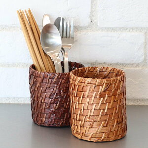 カトラリー 収納 ラタン 竹 天然素材 カトラリースタンド ( カトラリーケース カトラリー収納 箸 スプーン フォーク ケース 化粧品 卓上 整理 キッチン雑貨 キッチン収納トレー キッチン収