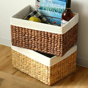 収納ボックス バスケット 内布 約 幅36×奥行26×高さ20cm かご ウォーターヒヤシンス ( 収納ケース 小物収納 収納 卓上 小物 カゴ 積み重ね スタッキング 卓上収納 インナーボックス 棚上収納