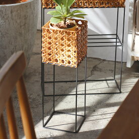 ポットスタンド S ユティルオクタ （ かご カゴ バスケット 手編み プラントポット ポット スタンド 鉢ポット 植木鉢カバー アイアン 八つ目編み 水に強い 4号鉢 4号 ）【39ショップ】