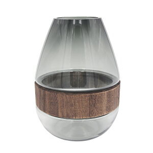 花瓶 ガラスベース フォグウッド ドロップ L ( 花ビン 花びん 花器 ベース フラワーベース フラワー 花 飾る 花入れ ガラス ガラス製 クリア 透明 木製 おしゃれ 一輪挿し )【39ショップ】