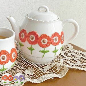 ティーポット 600ml お花ティーポット 陶器 ( 紅茶ポット 急須 ストレーナー 茶こし ティーサーバー 紅茶 花柄 花 茶こし付き おしゃれ お茶用品 ティーウェア 茶器 2〜3杯 ) 【39ショップ】