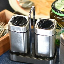 ダルトン スパイスジャー 80ml 2個セット Cube spice jar set of 2 調味料入れ （ DULTON 塩胡椒入れ 塩こしょう入れ ソルト ペッパー セット ステンレス製 調味料ボトル スパイスボトル 粉末調味料 卓上 容器 スタンド付き ）【39ショップ】