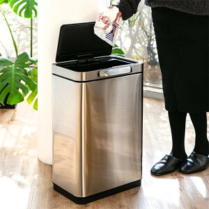 EKO ゴミ箱 30L イータッチビン センサー ( イーケーオー ごみ箱 30リットル 奥行28 タッチオープン 自動 ふた付き 分別 角型 ステンレス 一年保証付き スリム キッチン 消臭ポケット USB 充電式