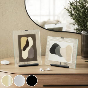 Umbra フルート フォトフレーム ガラス スチール 20×23cm ( 写真立て 写真 フレーム ガラス製 縦 横 2L判 イーゼルデザイン リブガラス 溝付きガラス フルートガラス おしゃれ フォト 飾る イン