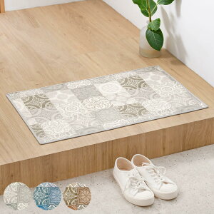 玄関マット 室内用 45×75cm アンティグオ 撥水加工 ( 玄関 マット 屋内 拭ける 室内 厚さ5mm キッチン 撥水 防水 抗菌 防カビ 滑り止め おしゃれ タイル調 汚れ 拭き取り インテリア キッチンマ