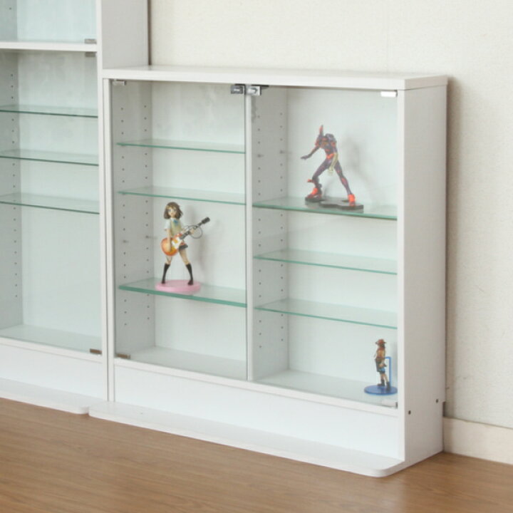 4年保証 収納 飾り棚 ガラス製 ディスプレイ キャビネット 送料無料 コレクションケース 浅型 魅せる収納 ディスプレイケース ディスプレイラック ガラスキャビネット ガラス おしゃれ ガラスケース ショーケース ロータイプ 幅90cm コレクション