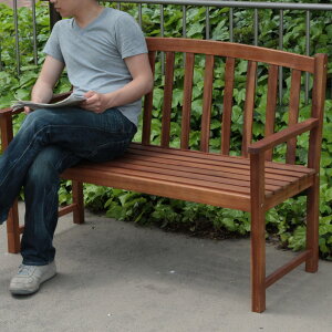 ガーデンベンチ 木製ベンチ 幅128cm ( ベンチ 木製 屋外 ウッドチェア 庭 バルコニー アカシア 天然木 背もたれ ひじ掛け ガーデンファーニチャー 椅子 長椅子 ガーデン おしゃれ )【39ショ