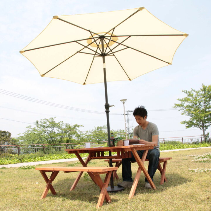 楽天市場】ガーデンテーブル 3点セット 杉材 BBQテーブル＆ベンチ 