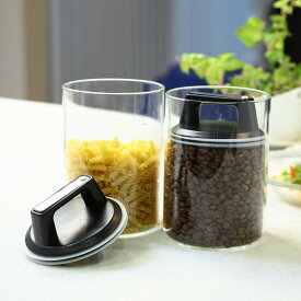 保存容器 1.3L 密閉 ガラスキャニスター エアリデューサー M （ ガラス ガラス保存容器 調味料容器 密閉容器 保存ビン 食品保存 ガラス製 ジャムポット 円形 丸型 ガラス容器 キッチン用品 1300cc 1300ml ）【39ショップ】