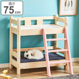 ペットベッド 2段 幅70cm 木製 すのこ はしご付き （ 送料無料 ベッド ペット用 ペットベット ペット 猫 犬 ミニベッド イヌ ネコ コンパクト 天然木 スノコ 通気性 小型犬 中型犬 ペット用品 ペット家具 木製ベッド すのこベッド ） 【39ショップ】
