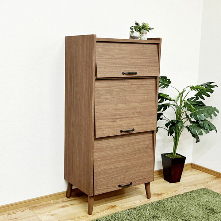 楽天市場】キャビネット 幅60cm 3段 フラップ扉 日本製 （ 本棚 ラック 