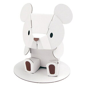 ダンボール おもちゃ くま ホワイトくまちゃん 工作 子供 組立 ( 工作キット ペパークラフト ペーパーアート キット 動物 段ボール 組み立て 作る 簡単 リサイクル エコ ミニチュア 模型 ミ