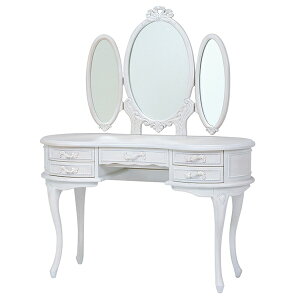 三面鏡 ドレッサー 姫系 ロマンチック HAMPTON 幅115cm ( 白家具 猫脚 クラシック アンティーク 化粧台 メイク ミラー 引き出し付 マホガニー 天然木 )【39ショップ】