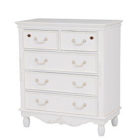 チェスト 幅80cm 4段 姫系 ろくろ脚 鍵付き 完成品 HAMPTON （ 洋タンス 5杯 白家具 クラシック アンティーク調 天然木 鍵付 衣類収納 リビング 寝室 収納 棚 マホガニー ）【39ショップ】