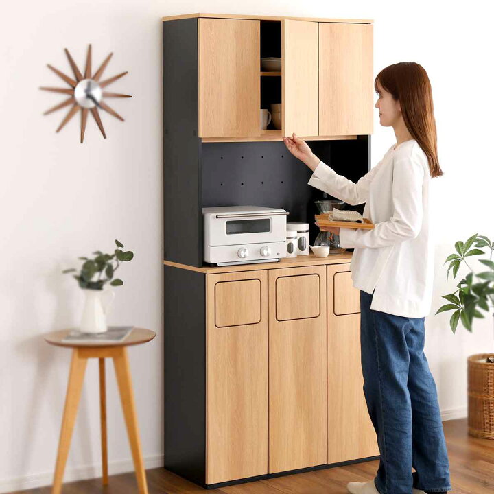 楽天市場】ゴミ箱一体型食器棚 幅80cm ゴミ箱3つタイプ45L対応  