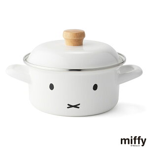 両手鍋 15cm IH対応 富士ホーロー ミッフィーフェイス キャセロール ( HoneyWere ハニーウェア ミッフィー ガス火対応 両手なべ ふた付き 15センチ ホーロー鍋 琺瑯鍋 ほうろう鍋 なべ お鍋 蓋付