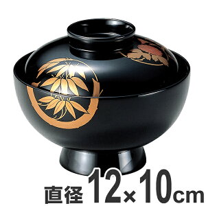 吸い物椀 木製 4.2寸 四君子花丸 黒漆塗 漆塗 汁椀 吸い物 本漆塗 磨蒔絵 和食器 業務用 ( 汁椀 味噌汁 磨き蒔絵 椀 吸物椀 蓋向 蓋付き )【39ショップ】