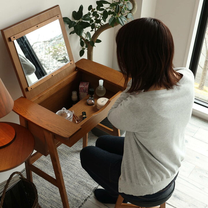 楽天市場】ドレッサー コンパクト デスク スツール付き 幅62cm OAKER 