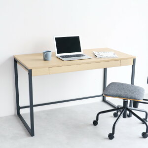 ワークデスク 幅120cm 引出し付 Simple Desk ( デスク 机 シンプル 木目調 パソコンデスク オフィス 収納 スチール 北欧 モダン おしゃれ 異素材 )【39ショップ】