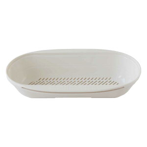 パスタ皿 パスタボウル ベージュ ( 電子レンジ対応 食洗機対応 パスタ ボウル 皿 お皿 プレート 調理器具 ざる付き ザル シンプル プラスチック レンジ調理 楕円 オーバル ふたなし 簡単 手
