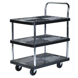 台車 樹脂製台車 3段 静音 150kg ( 丈夫 運搬 荷物 耐荷重150kg 三段 品出し 運送 手押し キャリー 業務用 家庭用 荷台 店舗 頑丈 オフィス 会社 倉庫 アウトドア レジャー 書類 平台車 運搬台車