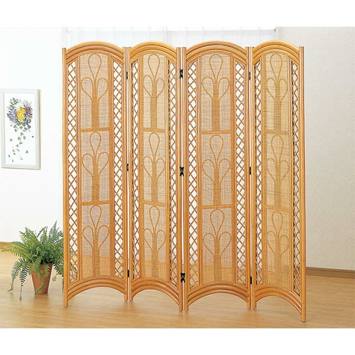 楽天市場】ラタンスクリーン 4連 ハイタイプ 衝立 籐家具 高さ175cm 