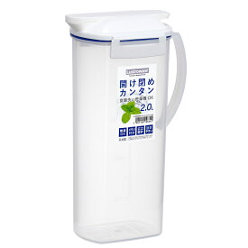 ピッチャー 2L 冷水筒 耐熱 ワンプッシュ プラスチック K-1266 （ 食洗機対応 麦茶ポット 水差し 2リットル プラスチック製 大容量 熱湯 広口設計 スリム 片手 取っ手付き ） 【39ショップ】