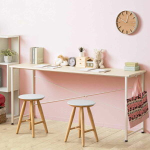 デスク 幅160cm 木目調 スチール脚 ( ワークデスク パソコンデスク カウンター 机 学習机 2人用 ロング スリム リビング 書斎 オフィス 塾 おしゃれ シンプル ナチュラル 白 ) 【39ショップ】