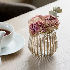 花瓶 ガラスベース 直径8.5×高さ8.5cm ( フラワーベース 花びん 花器 ガラス ポット 硝子 ゴールド 花入れ 生花 卓上 置き物 北欧 おしゃれ アンティーク オブジェ 小物入れ ) 【39ショップ】