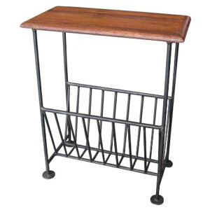 サイドテーブル 高さ50cm マガジンラック 木製 アイアン ( 送料無料 収納付き ナイトテーブル テーブル ディスプレイ 台 什器 棚 天然木 スリッパラック コンソール スリム おしゃれ シーシ