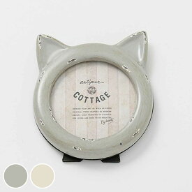 フォトフレーム キャットフォトフレーム レジン （ 写真立て フォトスタンド 写真 フレーム ミニ 小さめ ネコ型 猫 幅10.5cm アンティーク加工 キャットフレーム 手のひらサイズ 壁掛け 置き型 ）【39ショップ】