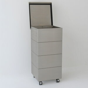 ゴミ箱 45L CUBOID シングル ステンレス蓋 ( KENNER ごみ箱 45リットル papperskorg 大容量 分別 ふた付き 高級 こだわり インテリア おしゃれ インダストリアル シンプル 日本製 ステンレス )【39シ