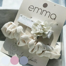 ヘアクリップ シュシュ くすみフラワークリップ＆シュシュセット ベビー キッズ ギフト （ ヘアアクセサリー ヘアゴム セット 赤ちゃん 子ども かわいい 髪留め 髪飾り クリップ 韓国 女の子 プレゼント 出産祝い おしゃれ 発表会 ）【39ショップ】