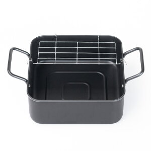 角型天ぷら鍋 20cm IH対応 サクッと専科 ( ガス火対応 角型 揚げ物鍋 フライ鍋 フライヤー 揚げ鍋 正方形 スクエア アミ付き 20センチ 鉄鍋 鉄製 両手フライ鍋 調理器具 )【39ショップ】