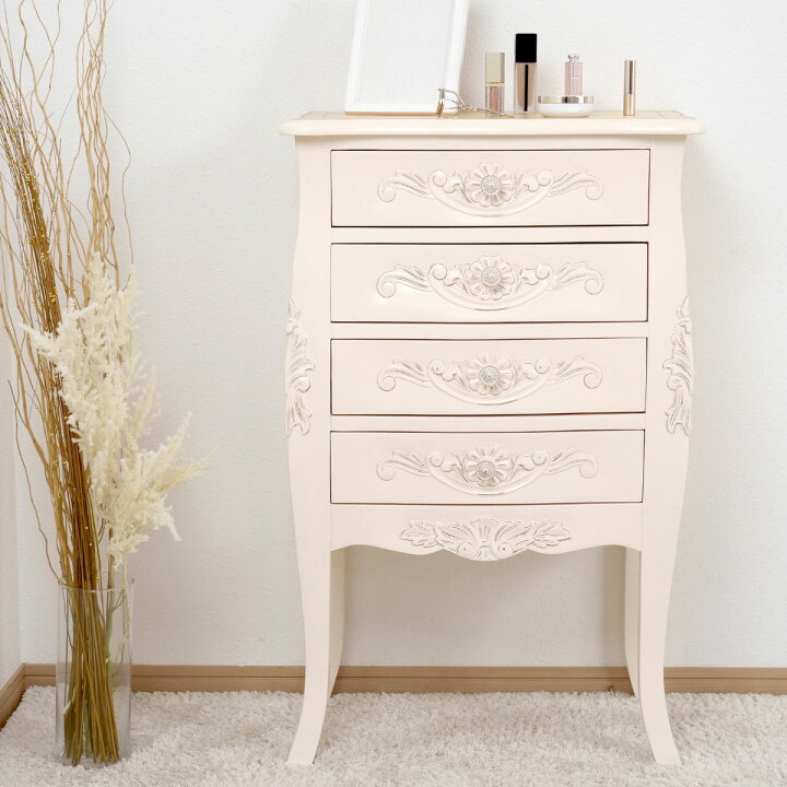 楽天市場】チェスト 4段 コモ （ キャビネット 手彫り ロココ調 猫脚  