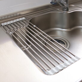 スライドラック 伸縮タイプ たためるシンクラック 奥行き40～60cm （ 水切りトレー ステンレス シンクラック 水切りラック シンク上 伸縮 折りたたみ 抗菌 たためる 折り畳み水切りラック 食器 乾燥 野菜 洗う 作業台 省スペース ）【39ショップ】