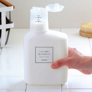詰替えボトル 押して計量詰替えボトル 1000ml ( 詰め替え用ボトル 洗剤 液体洗剤ボトル 押すだけ 計量 ランドリーボトル 詰め替え容器 1000 ラベル付き ディスペンサー ホワイト 無地 )【39シ
