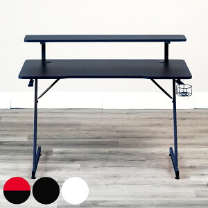 ゲーミングデスク 幅120cm フェレス ( デスク 机 パソコンデスク PCデスク ゲーム モニターラック 棚付き 学習机 勉強机 作業机 オフィスデスク ヘッドホンフック ドリンクホルダー ディスプ