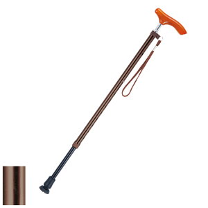杖 伸縮 軽量 女性 男性 おしゃれ ステッキ アルミ製 茶色 ( 軽量 つえ ツエ 介護 歩行補助 外出 歩行関連用品 福祉 歩行関連 散歩 転倒防止 持ちやすい 握りやすい )【39ショップ】
