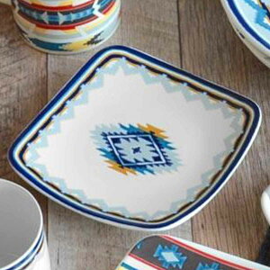 プレート 15cm スクエア ウィークエンド ロンバス 洋食器 硬質陶器 ( 皿 食器 器 お皿 電子レンジ対応 食洗機対応 レンジ可 オーブン対応 小皿 レトロ オシャレ ネイティブ柄 四角 正方形 食